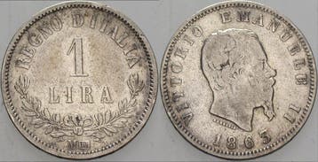 1 Lira 1863 M Bn Italien-koenigreich Vittorio Emanuele Ii..., Verzenden