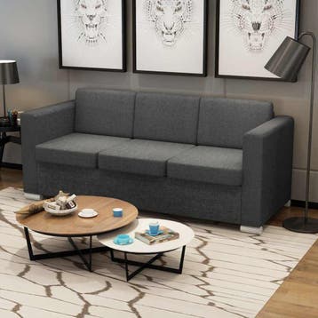 vidaXL Driezitsbank stof donkergrijs, Huis en Inrichting, Verzenden, 150 tot 200 cm, Stof, Driepersoons