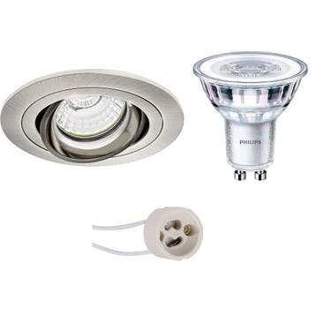 GU10 Inbouwspot Set - Mat Nikkel - Inbouw Rond - Kantelbaar, Ophalen of Verzenden, Nieuw, Overige fittingen, Plafondspot of Wandspot