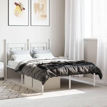 vidaXL Bedframe met hoofdbord metaal wit 120x200 cm, Verzenden, Wit, Nieuw, Twijfelaar
