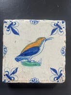 Antiek Tegel - Vogel - delft - Antiek - 1600-1650