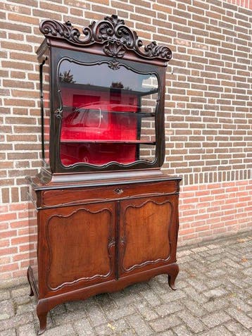 Vitrine - zilverkast - Mahonie - Antieke mahonie bonheur