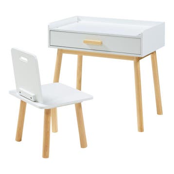 Kindertafel met kinderstoel Skjervøy naturel en wit [en.casa, Verzenden, Nieuw