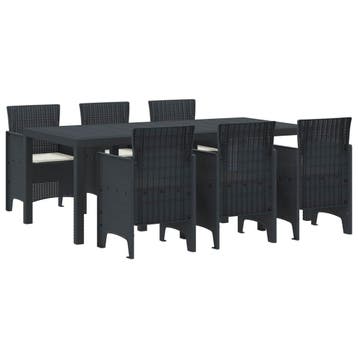 vidaXL Tuin eettafelset 7 st Antracietkleurig Polypropyleen, Verzenden, Nieuw, 7 zitplaatsen