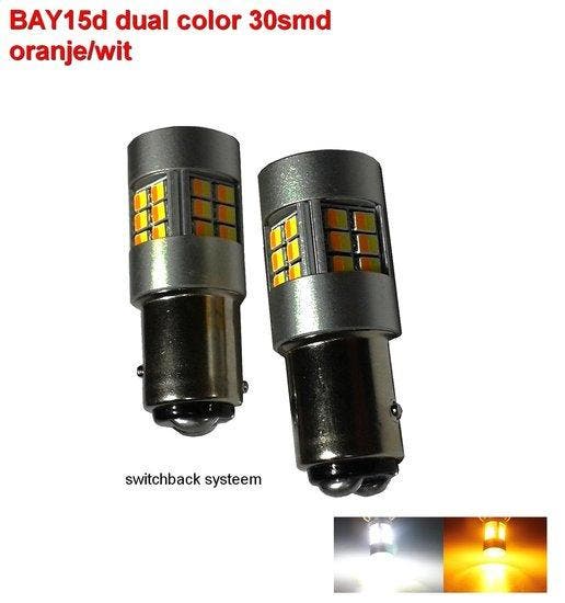 2 x BAY15d-30SMD Dual color Oranje-wit, Auto diversen, Auto-accessoires, Verzenden