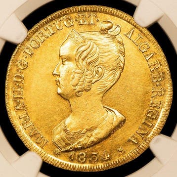 Portugal. D. Maria II (1834-1853). Peça (7.500 Reis) 1834 -, Postzegels en Munten, Munten | Europa | Niet-Euromunten