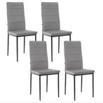 4 Moderne Eetkamerstoelen Hoge Rug - Leer of fluwelen stof, Huis en Inrichting, Stoelen, Twee, Verzenden, Leer, Nieuw