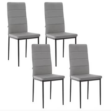 4 Moderne Eetkamerstoelen Hoge Rug - Leer of fluwelen stof, Huis en Inrichting, Twee, Verzenden, Leer, Nieuw