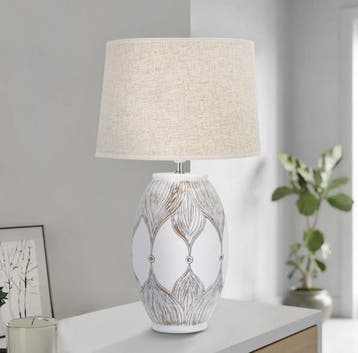 TAFELLAMP POLYRESIN OVAAL ATENE CM Ø 38X67, Huis en Inrichting, Lampen | Tafellampen, Ophalen of Verzenden, Nieuw