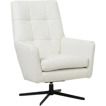 Leren draaifauteuil Central - Toledo Bianco (gebroken wit), Huis en Inrichting, Nieuw, Ophalen of Verzenden, 75 tot 100 cm, Industrieel, Modern