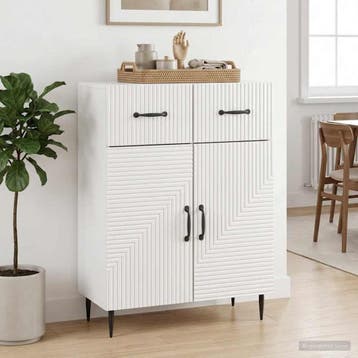 vidaXL Dressoir Hoogglans Wit 66 x 34,5 x 89,5 cm Bewerkt, Verzenden, Nieuw, Overige houtsoorten, Minder dan 50 cm