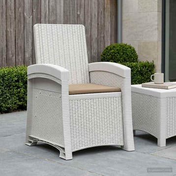 vidaXL Ligstoel in rietenlook Wit en Taupe PP, Verzenden, Nieuw
