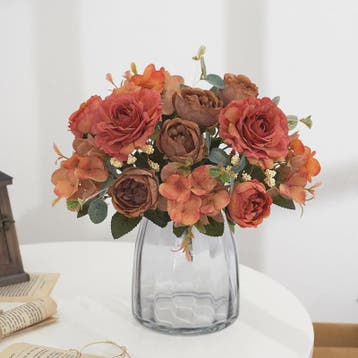 Retro Zijden Bloemenboeket: Vintage Rozen, Hortensia & Pioen, Verzenden, Nieuw