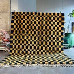 hand made - Groot modern geruit wollen Marokkaans vloerkleed, Nieuw