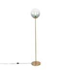 Art deco vloerlamp messing met groen glas - Pallon, Huis en Inrichting, Lampen | Vloerlampen, Verzenden, Nieuw, Glas, Art Deco