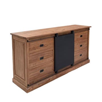 Uniek dingklik dressoir met stalen schuifdeurDressoirs, Ophalen of Verzenden, Nieuw