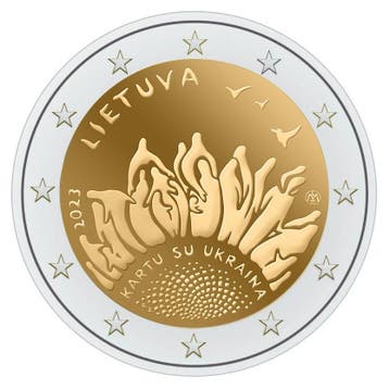 Litouwen 2 Euro Oekraïne 2023 UNC, Postzegels en Munten, Munten | Europa | Euromunten, Verzenden