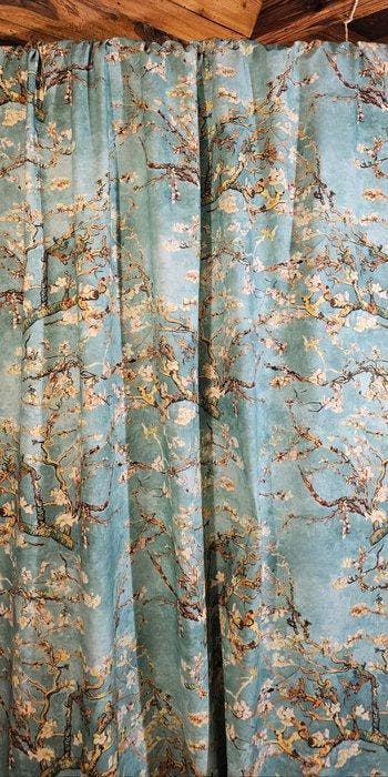 Stof Art Nouveau Van Gogh Mandorlo in fiore aquagroen