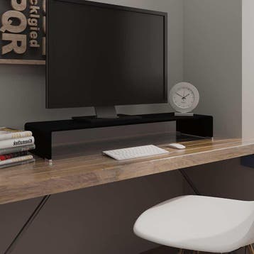 vidaXL TV-meubel/monitorverhoger zwart 100x30x13 cm glas, Huis en Inrichting, Verzenden, Nieuw, Glas, 100 tot 150 cm