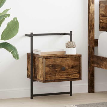 vidaXL Nachtkastje wandgemonteerd 35x30x51 cm hout gerookt, Minder dan 45 cm, Verzenden, Nieuw, Minder dan 55 cm
