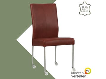 Leren eetkamerstoel Comfort met wieltjes - Granada Rouge, Nieuw, Leer, Ophalen of Verzenden, Rood