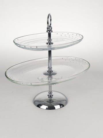 SECOLOVENTESIMO - Taartstandaard - Kristal, Chroom - Fruit, Antiek en Kunst