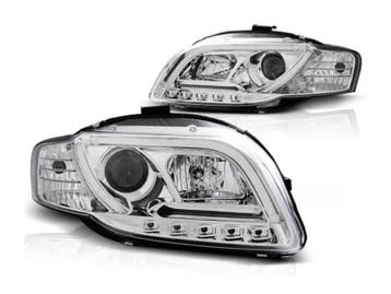LED Tube koplampen Chrome geschikt voor Audi A4 B7, Auto-onderdelen, Verzenden, Nieuw, Audi
