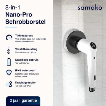 Samako Elektrische Schoonmaakborstel met 9 opzetstukken -, Ophalen of Verzenden, Gebruikt