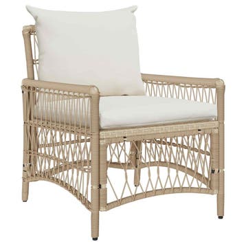 vidaXL Tuinstoel Beige poly rattan, Tuin en Terras, Tuinstoelen, Verzenden, Nieuw, Rotan