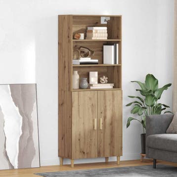 vidaXL buffetkast Artisan Eiken 69,5 x 32,5 x 180 cm Bewerkt, Minder dan 50 cm, Verzenden, Nieuw, Minder dan 100 cm