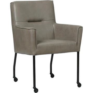 Set van 8 Leren eetkamerstoelen Lucky - Granada Steel, Ophalen of Verzenden, Nieuw, Leer