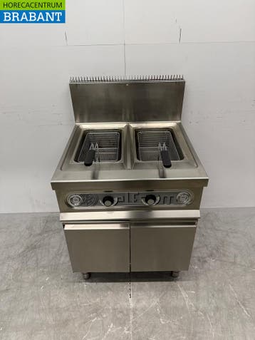 RVS Elframo Dubbele Friteuse 2 x 17 liter GAS Horeca, Ophalen of Verzenden, Gebruikt