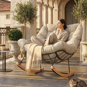 Schommelstoel - Fauteuil met armleuning - Relaxfauteuil - Re, Verzenden, Zo goed als nieuw
