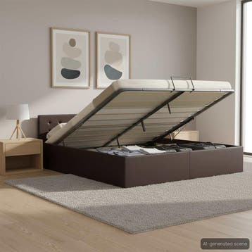vidaXL Bedframe met opslag hydraulisch kunstleer grijs, Overige materialen, Verzenden, 200 cm, Grijs