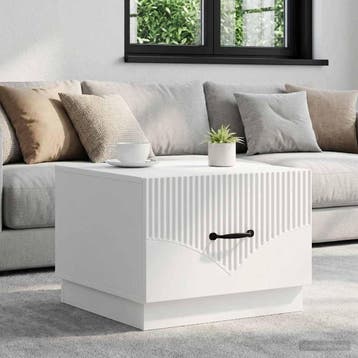 vidaXL Salontafel met lade Wit 49 x 50 x 37 cm Bewerkt hout, Huis en Inrichting, Verzenden, Nieuw, Overige houtsoorten, 50 tot 100 cm