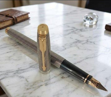 Parker - 75 Ciselé Argento massiccio e oro 14 KT - Vulpen, Nieuw