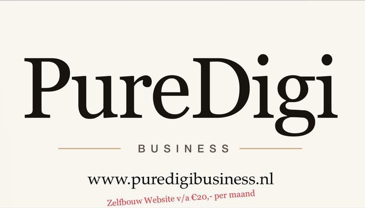 PureDigi zelfbouw website v/a €20,- pm zzp &amp; mkb Webdesign, Diensten en Vakmensen, Webdesigners en Hosting, Domeinregistratie