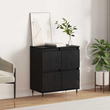 vidaXL Dressoir Zwart Eiken 60 x 35 x 70 cm, Verzenden, Nieuw, Overige houtsoorten, Minder dan 50 cm