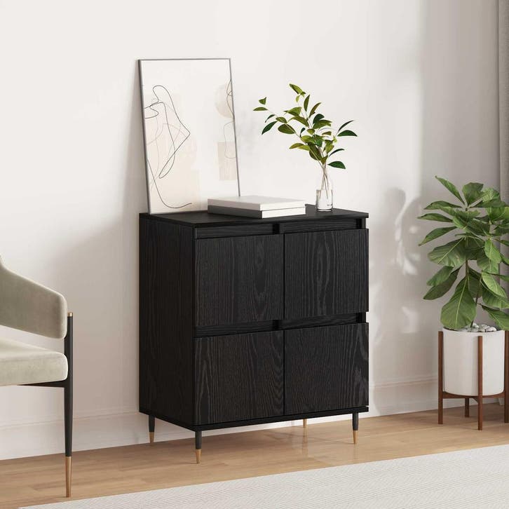 vidaXL Dressoir Zwart Eiken 60 x 35 x 70 cm, Huis en Inrichting, Kasten | Dressoirs, Nieuw, Minder dan 50 cm, Overige houtsoorten