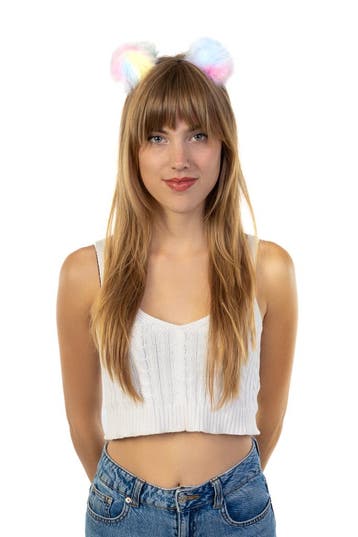 KIMU® Haarband Beertje Pompoms Bolletjes Diadeem Pastel Rege, Ophalen of Verzenden, Nieuw, Carnaval, Accessoires