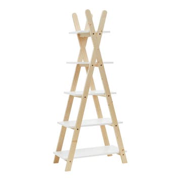 Kinderboekenkast Vanlilu 145x65x32 cm naturel en wit [en.cas, Verzenden, Nieuw