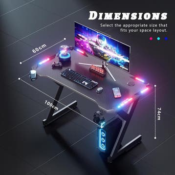 Gaming bureau - Gaming desk - Gaming tafel - 100x60 cm - Zwa, Huis en Inrichting, Verzenden, Zo goed als nieuw