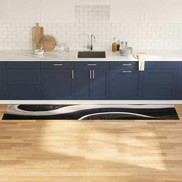 vidaXL Keuken Vloerkleed Zwart 300 x 60 cm Fluweel, Verzenden, Nieuw