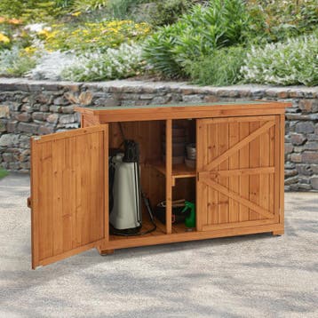 [en.casa] Tuinkast tuinschuur 128x50x88 cm houtkleurig, Verzenden, Nieuw