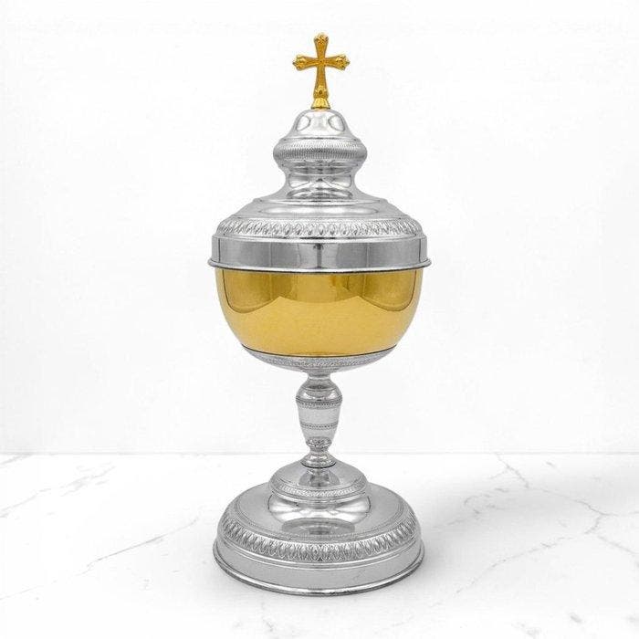 Pyxis - Laminata Goud 24K en Zilverplating - Liturgische, Antiek en Kunst, Antiek | Boeken en Bijbels