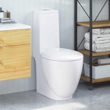 vidaXL Toilet met afvoer achter keramiek wit, Doe-het-zelf en Verbouw, Verzenden, Nieuw