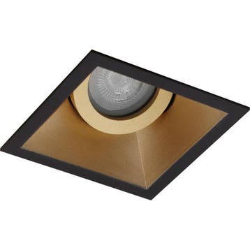 GU10 Inbouwspot Set - Mat Zwart/Goud - Inbouw Vierkant -, Huis en Inrichting, Lampen | Spots, Metaal of Aluminium, Nieuw, Ophalen of Verzenden