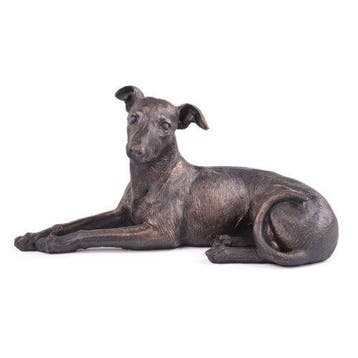 sculptuur, Greyhound Dog Sculpture – Painted Bronze-Effect