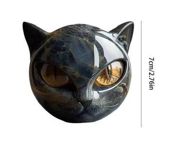 Zwart Kattenbeeldje van Hars met Marmeren Textuur, Verzenden, Nieuw