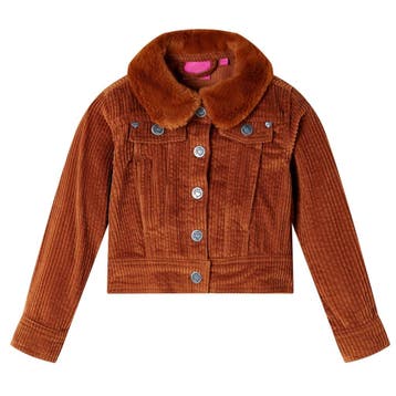 vidaXL Kinderjas 92 ribfluweel cognackleurig, Verzenden, Nieuw